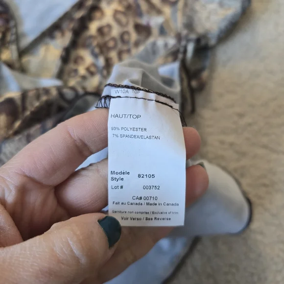 Joseph Ribkoff Metallic Animal Print Ruched Top – Size 4 Small - Picture 7 of 8